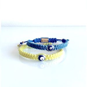 Evil Eye Double Bone Bracelets Set Of 2